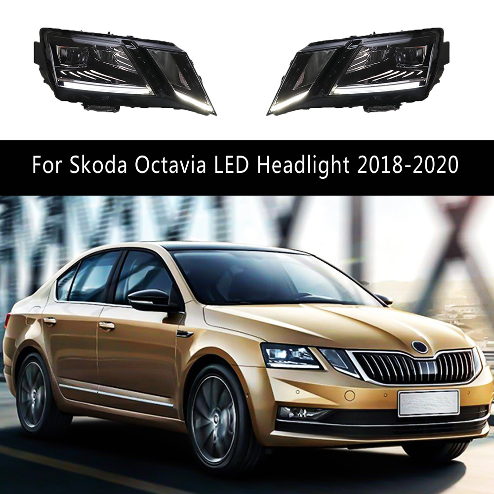 Auto Accessoires Voorlamp Voor Skoda Octavia LED Koplamp Montage 18-20 Dagrijverlichting Streamer Richtingaanwijzer