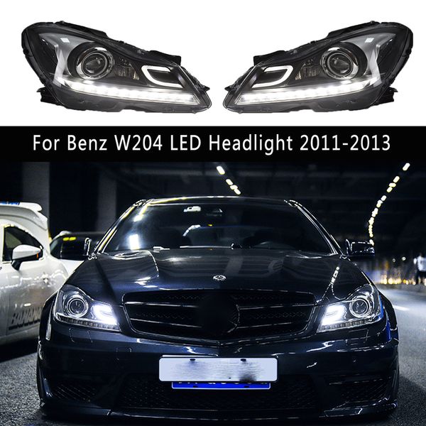 Accessoires de voiture phare avant pour Benz W204 C200 C260 C300 phare LED 11-13 dynamique Streamer clignotant feux de jour