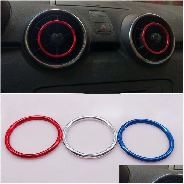 Piezas de accesorios para automóviles, 4 Uds. Para A1 2010, pegatina de salida de aire de aleación de aluminio, Panel de instrumentos, decoración, anillo, entrega directa, Dhlxm