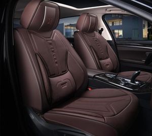 Auto-accessoire stoelhoes voor sedan SUV Duurzaam hoogwaardig leer Universeel vijfzitsset Kussen inclusief voor- en achterkant Cove2790170
