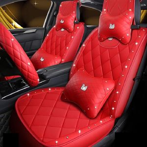 Housse de siège d'accessoire de voiture pour berline SUV Coussin universel en cuir de haute qualité durable comprenant cinq sièges avant et arrière Cove268Z