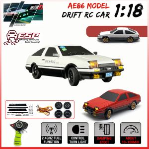 Auto AE86 Model LD1801 RC DRIFT CAR 1/18 RC CAR 2.4G afstandsbediening 15 km/u Hoge snelheid RWD op weg LED -licht Elektrische speelgoedauto