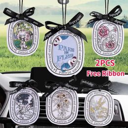 Désodorisant de voiture 2 pièces pendentif de parfum de voiture Diptyque parfum décoration accessoires de voiture intérieur Durable aromathérapie cadeau avec nouveau 24323