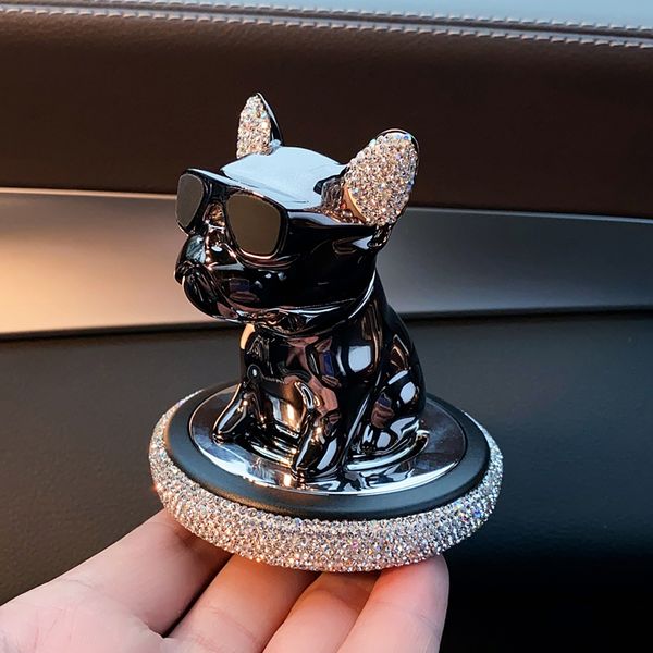 Désodorisant De Voiture Ornement De Voiture En Métal Secouer La Tête Bouledogue Français Parfum De Diamant Purifié La Voiture À L'intérieur De La Climatisation Accessoires Intérieur Femme 230605