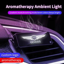 Auto luchtverfrisser Nieuwe auto -luchtuitgang Aromatherapie met sfeerlichten voor Hyundai Genesis Coupe G80 G70 G90 GV70 GV80 BH Accessoires L230523