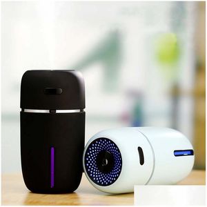 Purificateurs d'air de voiture Désodorisant 200 ml Trasonic Airs Humidificateur Romantique LED Veilleuse USB Portable Diffuseur d'huile essentielle Mini Purificateur Dhmiv