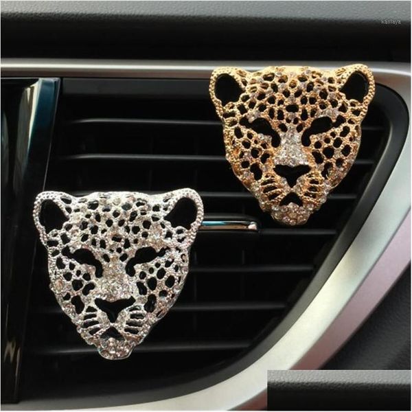 Purificadores de aire para automóviles Modelado de cabeza de leopardo Decorativo por acondicionamiento Eliminación de olores más frescos Aroma1 Entrega de gotas Móviles Motocicletas El Dh6J7