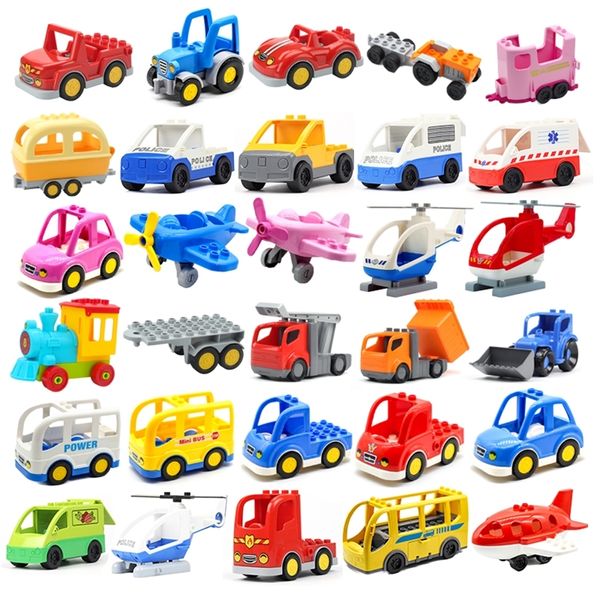 Modèle d'avion de voiture gros blocs de construction accessoires de véhicule d'ingénierie Bus hélicoptère Compatible brique trafic ensemble enfants jouets 220715