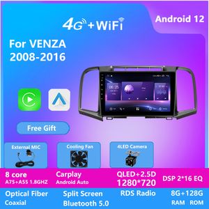 Auto Android 12 Video voor Toyota Venza 2008-2016 Radio Qled No 2Din Multimedia Player SWC Adas Autoradio 5G WiFi