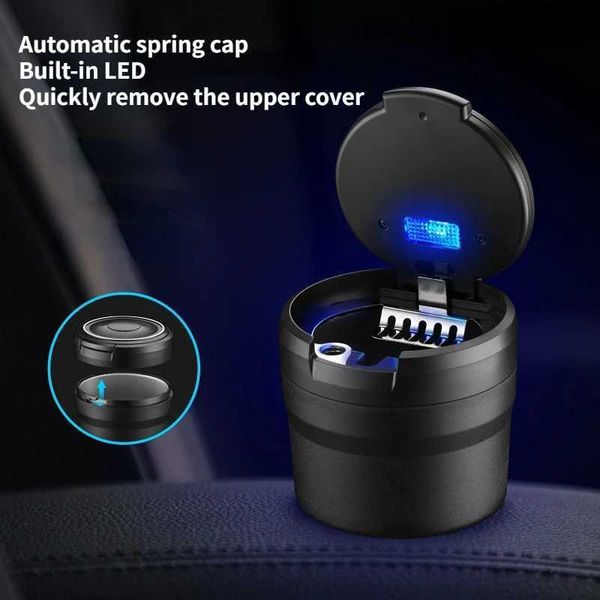 Cenicero de coche, almacenamiento de monedas de basura, taza de cigarrillo con luz LED, soporte portátil desmontable para vehículo, piezas interiores