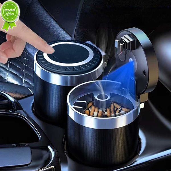 Cenicero de coche con luz Led Fácil de limpiar Cenicero de coche desmontable con luz LED azul para automóviles Cenicero sin humo para exteriores