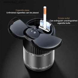 Cendriers de voiture Cendrier intelligent Ouverture automatique Fermeture Capteur infrarouge USB rechargeable Miroir sensible à la lumière sans fumée avec couvercle Q231126