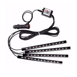 Auto -sfeer stript Lights Foot Lighting USB LED -auto's Voeten Licht lichtere afstandsbediening Interieur Decoratieve ambients LEDS LAMPS Strips Accessoires Crestech168