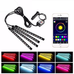 Bandes d'ambiance de voiture Lumières Éclairage au pied USB LED Cars Foots Light Briquet Télécommande Intérieur Décoratif Ambiance LED Accessoires de bande de lampe crestech