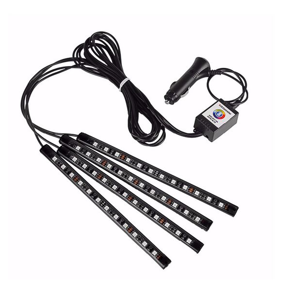 Bandes d'ambiance de voiture Lumières Éclairage au pied USB LED Voitures Foots Light Briquet Télécommande Intérieur Décoratif Ambiance LED Lampes Bande Accessoires crestech168