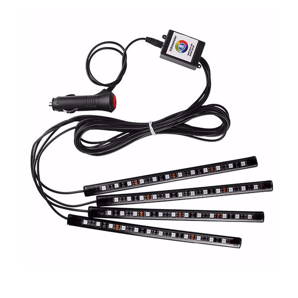 Coche Atmósfera Tiras Luces Pie Iluminación USB LED Coches Pies Luz Encendedor Control remoto Interior Decorativo Ambiente LED Lámparas Tiras Accesorios crestech