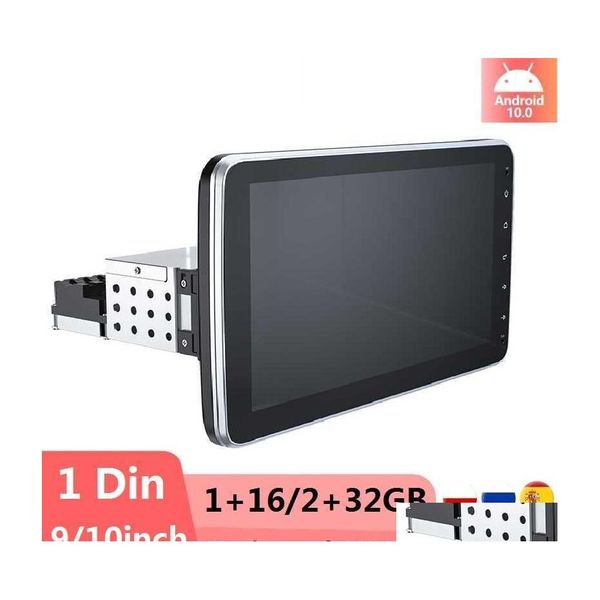 Car Audio 1Din Radio Rotatif Lecteur Mtimedia 10 Pouces Tactile Sn Récepteur Stéréo Gps Wifi 4G Fm Android10.0 Goutte Vidéo Réglable Deli Dhfd0