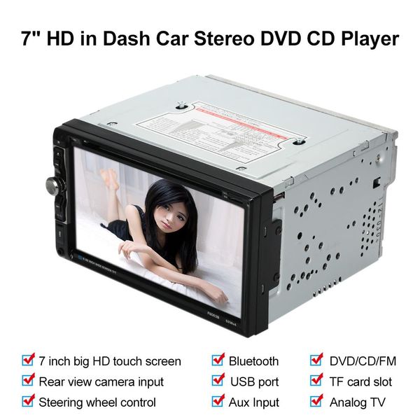 Autoradio 2 Din, lecteur DVD 7 pouces, écran tactile, Charge des appareils USB, avec caméra de vue arrière, Interface d'entrée pour Ford Focus 2