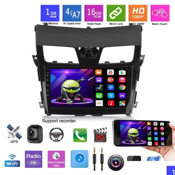 Audio de automóvil Android 9.1 10.1 Radio Stereo MP5 Player para Nissan Altima 2013- GPS Navigation Wifi Bluetooth Hands Mtimedia Drop entrega DHH34