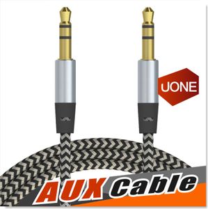 Car Audio AUX Verlengkabel Nylon Gevlochten 3ft 1M wired Auxiliary Stereo Jack 3.5mm Male Lead voor Andrio Mobiele Telefoon Speaker