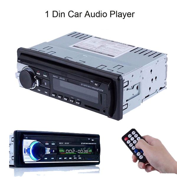 Reproductor de audio MP3 para automóvil Estéreo Autoradio Radio BT 12V En el tablero 1 Din FM Aux In Receptor SD USB MMC WMA JSD-520