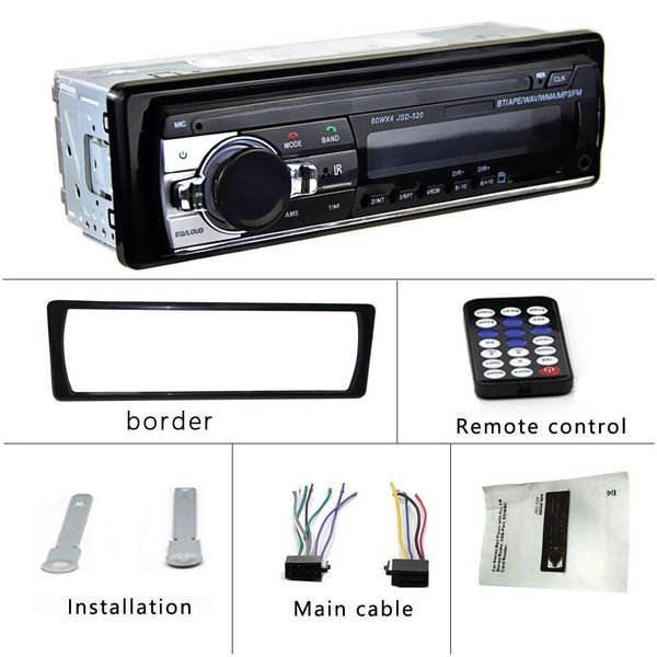 AUDIO DE AUTO O MP3 REGLEY RADIO BT 12V IN-DASH 1 DIN FM AUX en receptor SD USB MMC WMA JSD-520 Drop entrega de automóviles Motorcycl Dh0qz