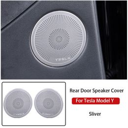 Couvercle de haut-parleur audio de voiture pour Tesla Modèle Y 20-23 Couvre-haut de haut-parleur de porte d'autocollante de la garniture intérieure sous Trime de ventilation de sortie de siège