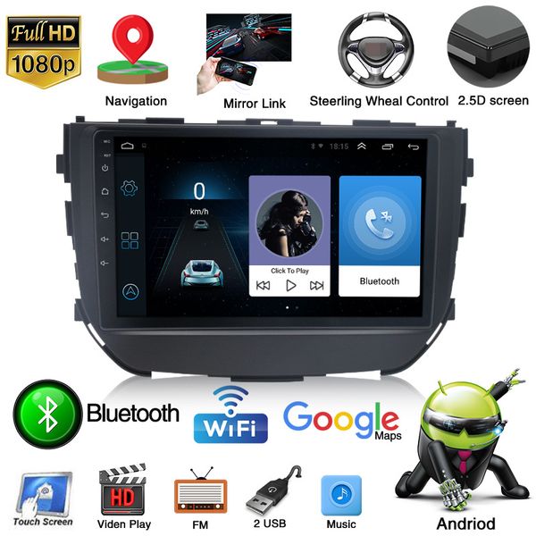 Système Audio vidéo de voiture divertissement lecteur GPS de Navigation Android 9 pouces pour SUZUKI BREEZA-2015
