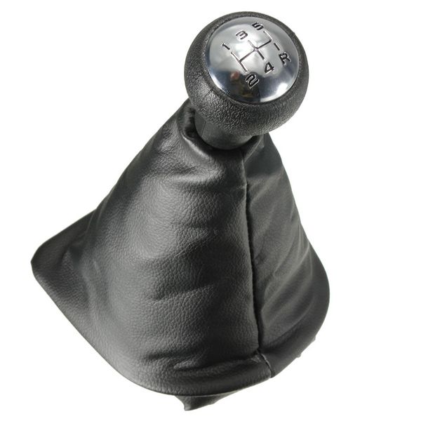 Freeshipping Car Auto 5 velocidades Manual Gear Stick Shift Palanca Perilla Gearstick Gaiter Boot para Peugeot 207 307 406 Black Chrome Leather