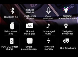 Voiture Auto électronique Bluetooth 5 0 transmetteur FM sans fil mains o récepteur lecteur MP3 2 1A double USB chargeur rapide intérieur223N5425935