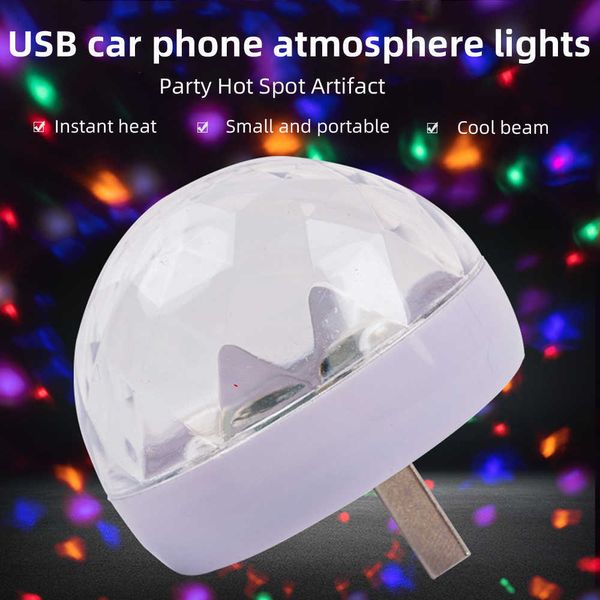 Lampe automatique de voiture USB, lumière DJ RGB, Mini lumière sonore colorée USB-C pour Apple, fête de vacances, karaoké, lampe d'ambiance, lumière de bienvenue