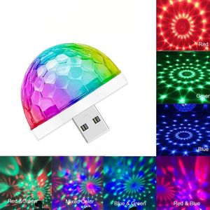 Voiture Auto USB DJ RGB Mini musique colorée son LED USB-C vacances fête karaoké atmosphère lampe bienvenue 5V balle lumière Laser