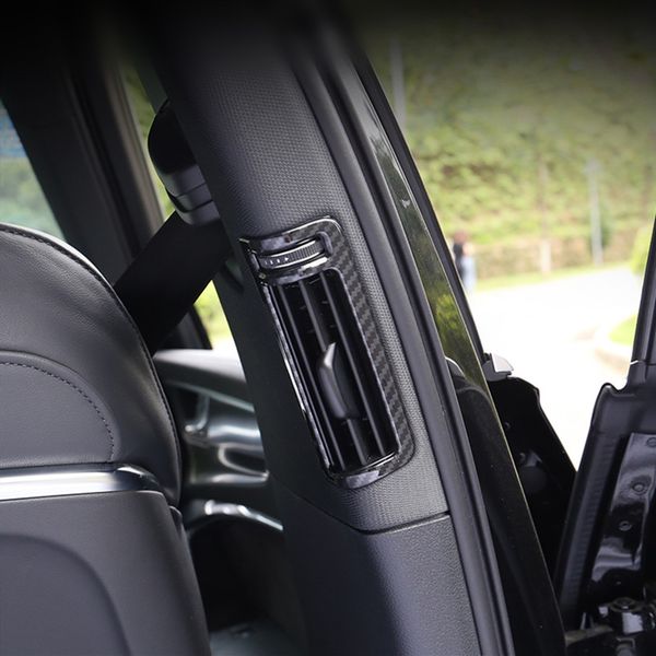 Rejillas de ventilación del pilar B del coche moldura de cubierta con marco decorativo estilo de Color de fibra de carbono para Audi A6 C8 2019 accesorios interiores