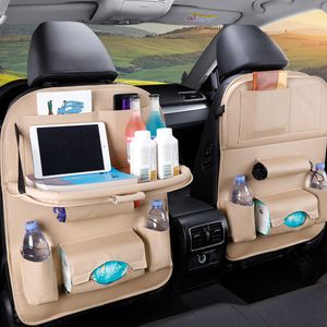 Car Back Seat Organizer Storage Bag with Foldable Table Tray Tablet Holder Tissue Box Auto Back Seat Bag Protector Accessories285v