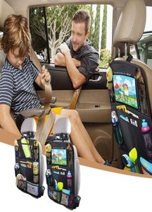 Organizador para asiento trasero de coche con soporte para tableta con pantalla táctil, 9 bolsillos de almacenamiento, alfombrillas, protectores de respaldo para asiento de coche para niños pequeños7103267