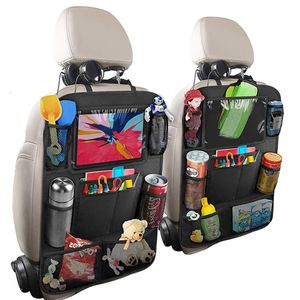 Organisateur de siège arrière de voiture avec support de tablette à écran tactile 9 poches de rangement Kick Mats Protecteurs de dossier de siège de voiture pour enfants Toddlers262P