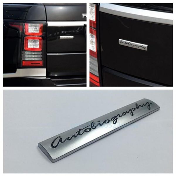 Etiqueta de la insignia del coche 3D Chrome Metal Autobiography Logo Auto Body Emblem Sticker para Range rover Vogue215x256A