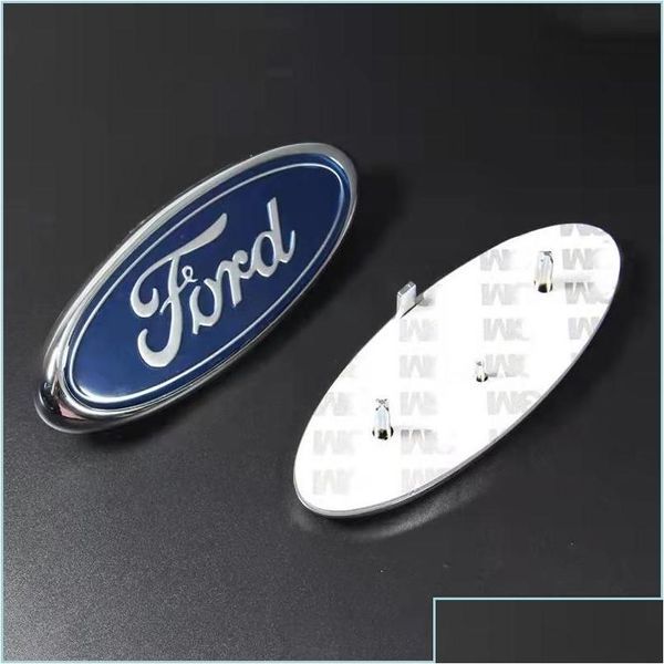 Insignes de voiture pour Ford Emblem 145X60Mm Logo arrière bleu foncé Focus Badge avant / arrière Mondeo Transit Drop Delivery 2022 Mobiles Motos Dhqfj