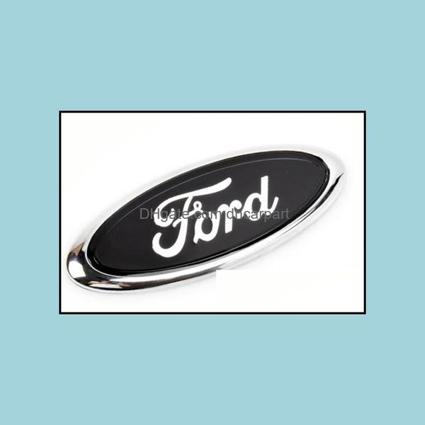 Badges de voiture Badge de capot avant de voiture Logo en métal d'origine Emblème Autocollant de marque de coffre arrière pour Ford Focus Old Mondeo 15X6Cm Drop Deli Dhl61