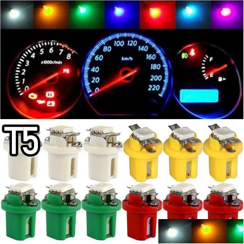 Emblemas de carro T5 LED Bbs B8.5D Luzes de velocidade do painel Bb Acessórios de lâmpada interior Lâmpadas de interruptor lateral 12V Drop Delivery Automóveis Motorc Dhhco