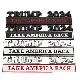 Badges de voiture Trump 2024 Parti de décoration d'autocollants métalliques Faveur de la présidentielle américaine Supporter Body Banner Banner 12.8x3cm Drop del OT2H1