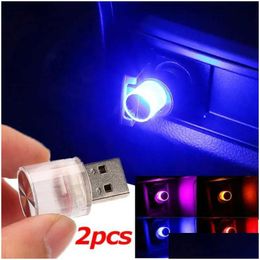 Badges de voiture USB Lumière ambiante Mini LED Lampes d'ambiance décoratives pour l'environnement intérieur Ordinateur Portable Plug Play Drop Livraison A Dhy70