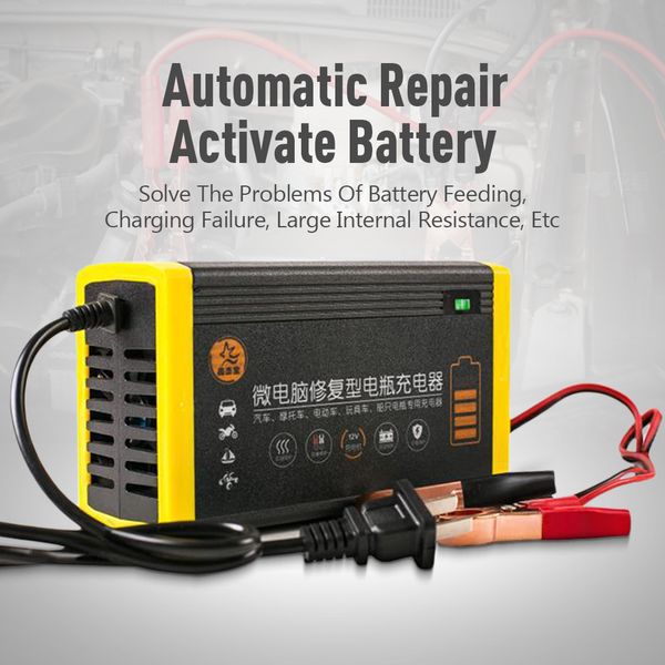 Chargeur de batterie de la voiture Chargeur de batterie de moto 12V 6a Intelligent Fast Charging Réparation de réparation de réparation