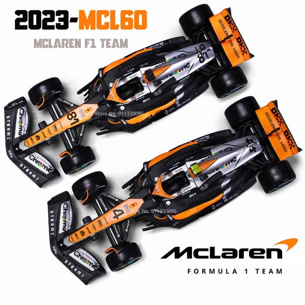 CAR BBURAGO 1:43 P2 GP Británico McLaren F1 MCL60 2023 #4 LANDO NORRIS #81 Oscar Piastri Aloy Car Die Model Cast Model Collectible