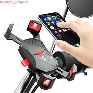 Auto fiets motorfiets telefoonhouder automatische vergrendelingstuur spiegelbevestiging beugel 360 rotatie gps fietsstandaard voor iPhone huawei