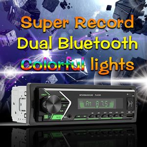 Auto bluetooth stereo mp3 speler single din handsfree bellen USB/aux-in/fm radio-ontvanger met kleurrijke lichten 12v
