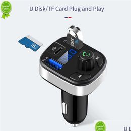 Kit Bluetooth de voiture Nouveau transmetteur FM Bluetooth 5.0 Kit Mp3 Qc3.0 Modateur de charge rapide Double ports USB PD U Disk TF Accessoires Drop Deli Dhvlk