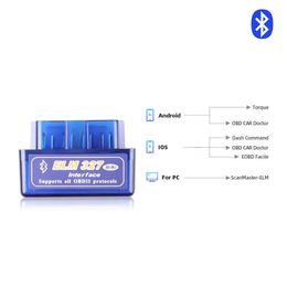 Voiture Bluetooth V1.5 Auto Obd2 Elm327 Mini dernière version Scanner lecteur de code outil de diagnostic de voiture vérifier le moteur pour voiture 1992-2021