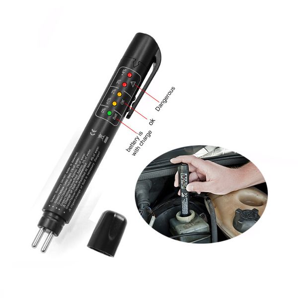 Testeur de liquide de frein de voiture Outils de diagnostic automatique 5 LED testant une qualité d'huile précise Test automobile de véhicule numérique