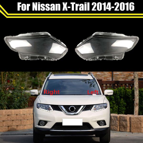 Abat-jour de phare avant en verre brillant de voiture, coque de lampe automobile, boîtier de lumières pour Nissan x-trail 2014 2015 2016